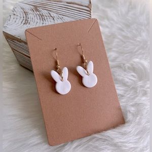 White Easter Bunny Polymer Clay Earrings